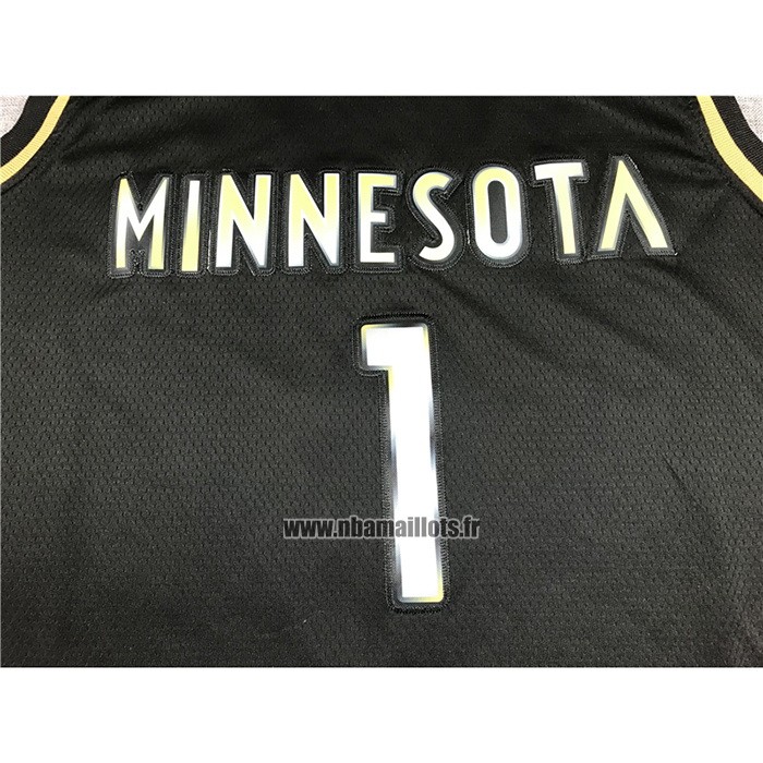 Maillot Golden Edition Minnesota Timberwolves Anthony No 1 Edwards 2020-21 Noir